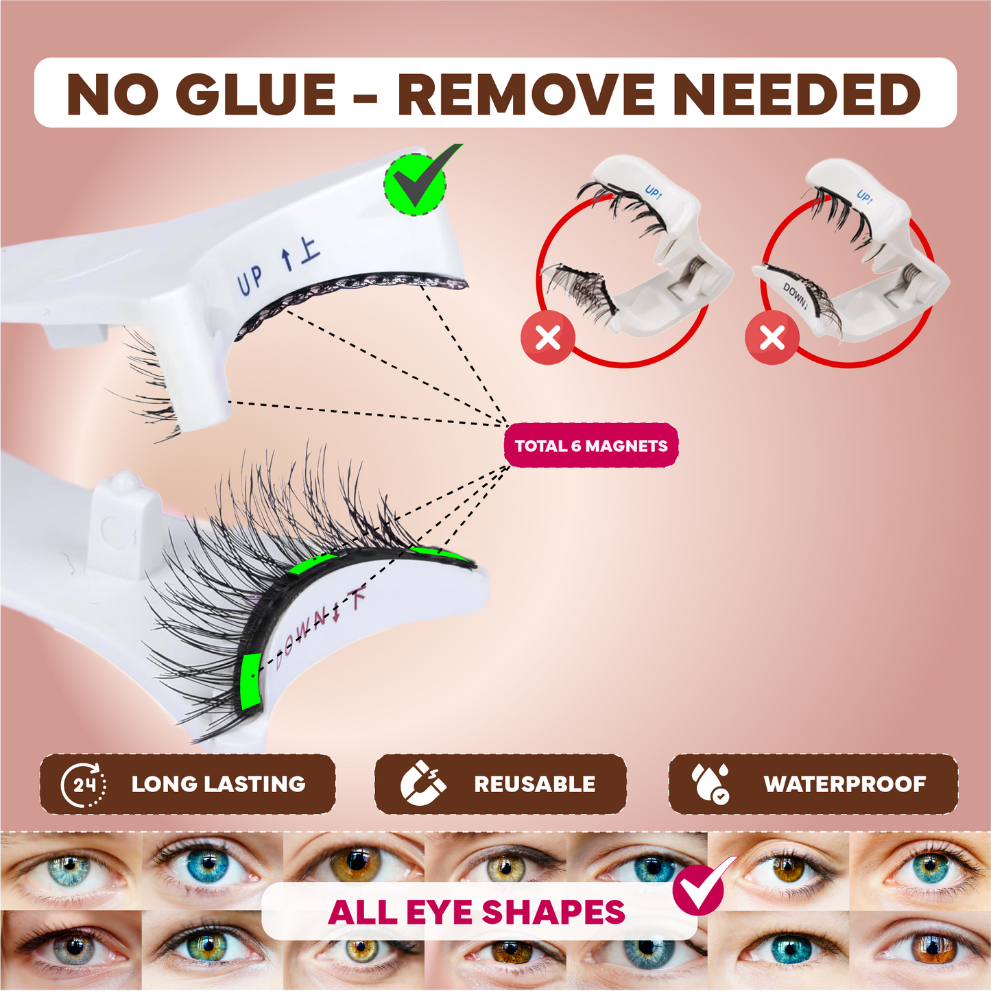 Natural and practical magnetic lashes that require no glue