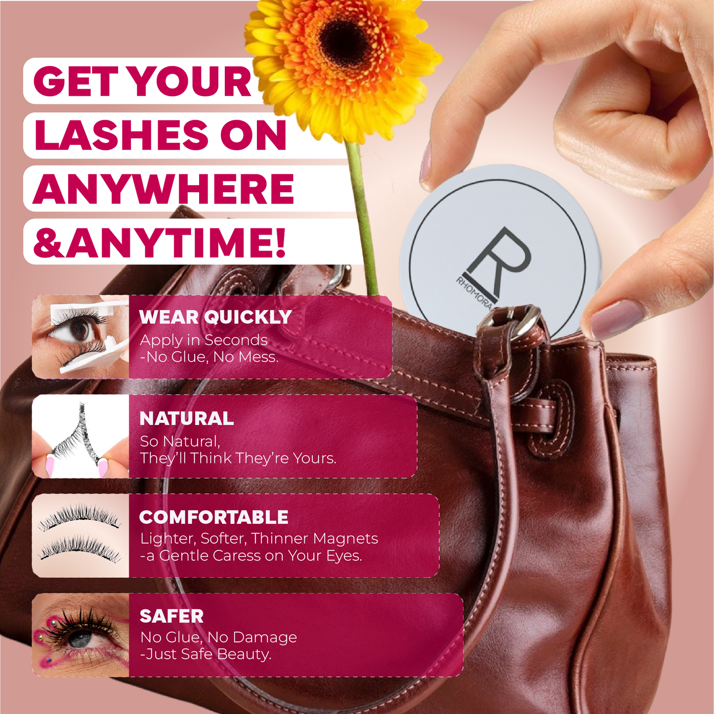 Natural and practical magnetic lashes that require no glue